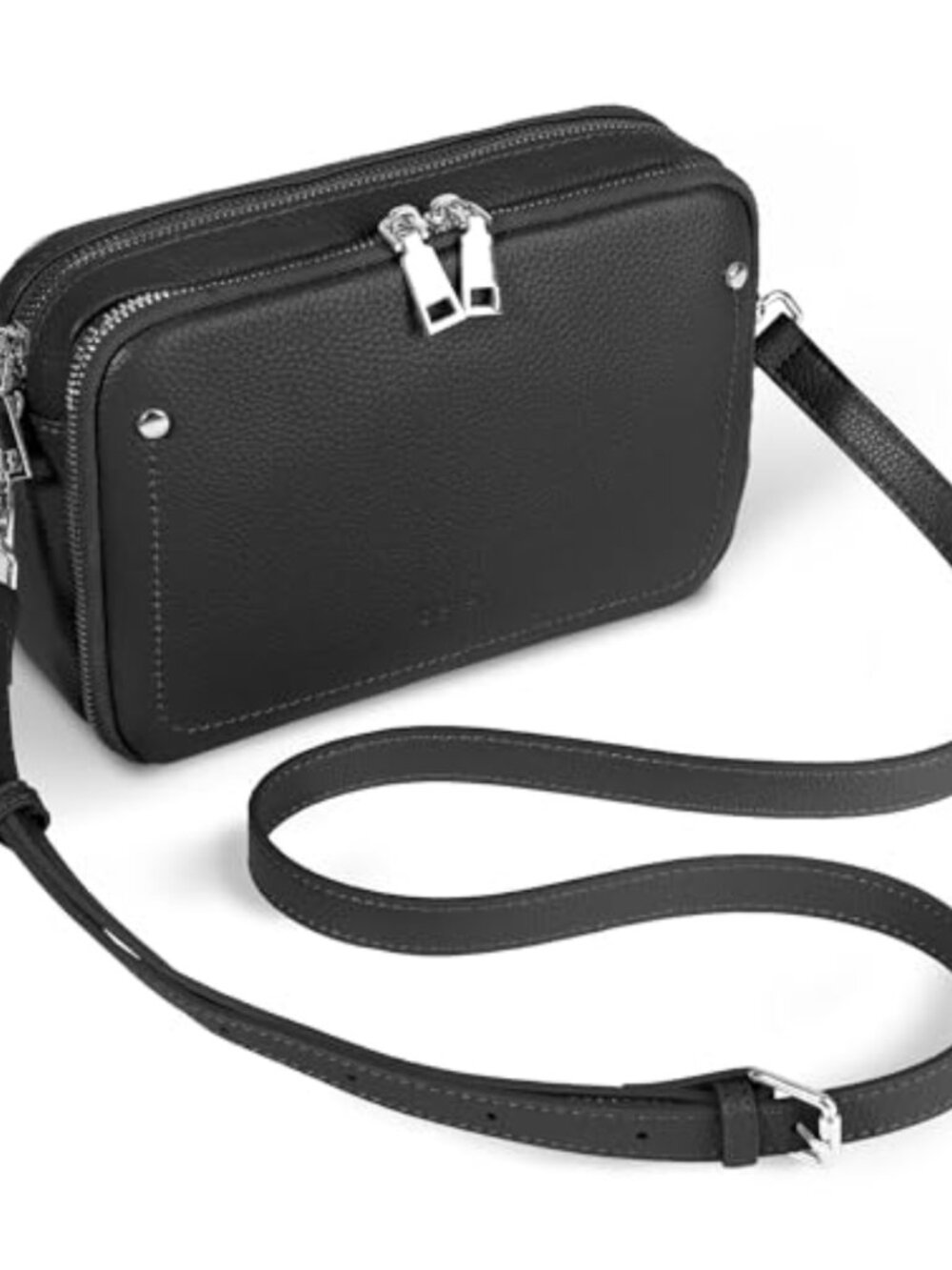 Genuine Pebbled Leather Crossbody Bag RFID Wallet Adjustable Strap
